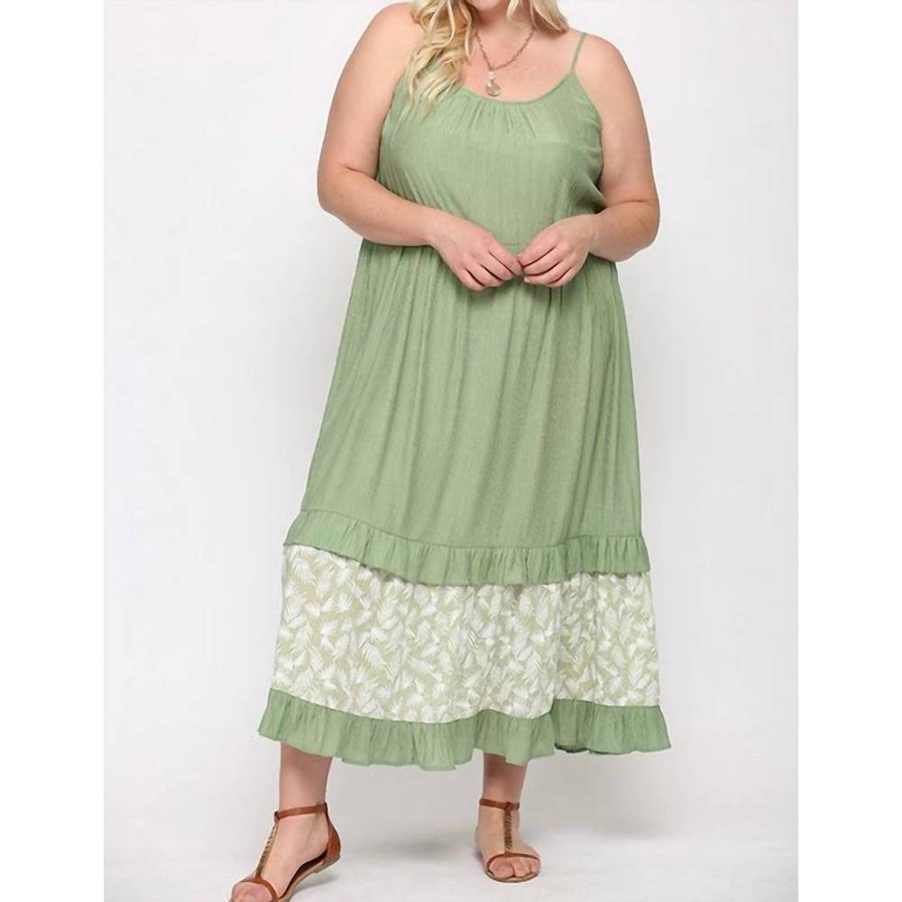 NEW BLUHEAVEN maxi dress w/ leaf print in sage